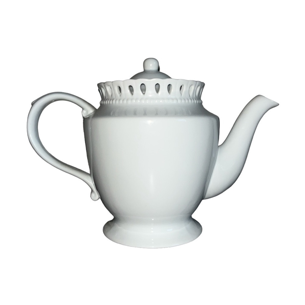 I. Godinger Ceramic Teapot Reticulated‎ Classic White Teapot Shabby Chic Decor
